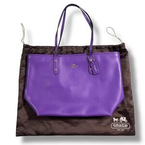 Coach City Zip Tote in Crossgrain Leather F37785 Purple Handbag Purse Dust Bag